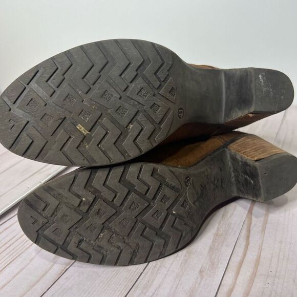 Taos Brown Suede Leather Ankle Heeled Boots Lace Up Sz 41 - Picture 9 of 10